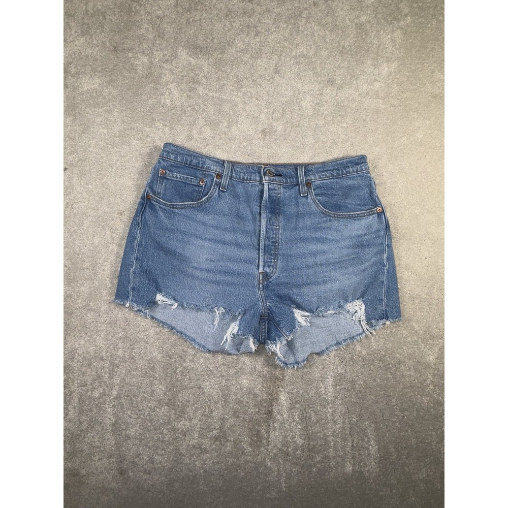 Levis 501 Original Cut-Off Denim Shorts Light Wash Blue Button Fly W33